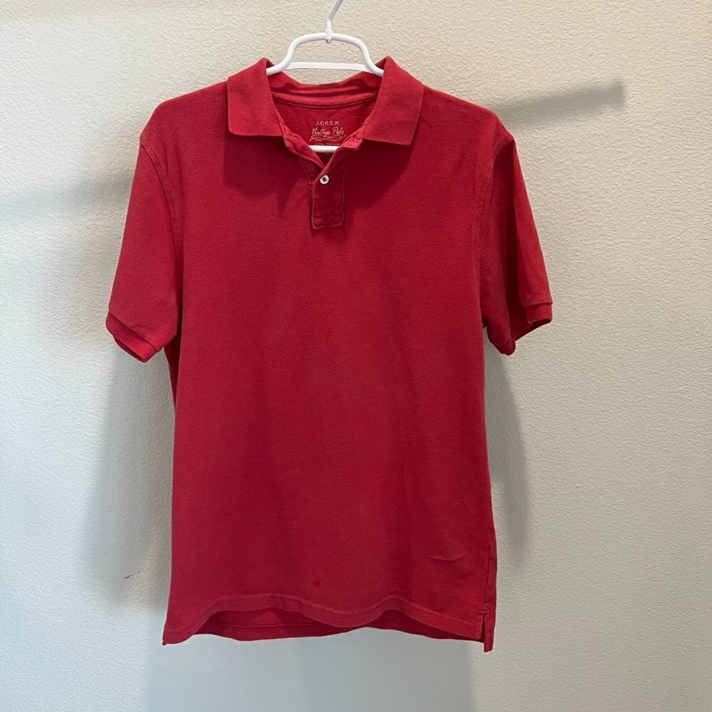 J.Crew Faded Red Vintage Polo 100% Cotton Short Sleeve Medium
